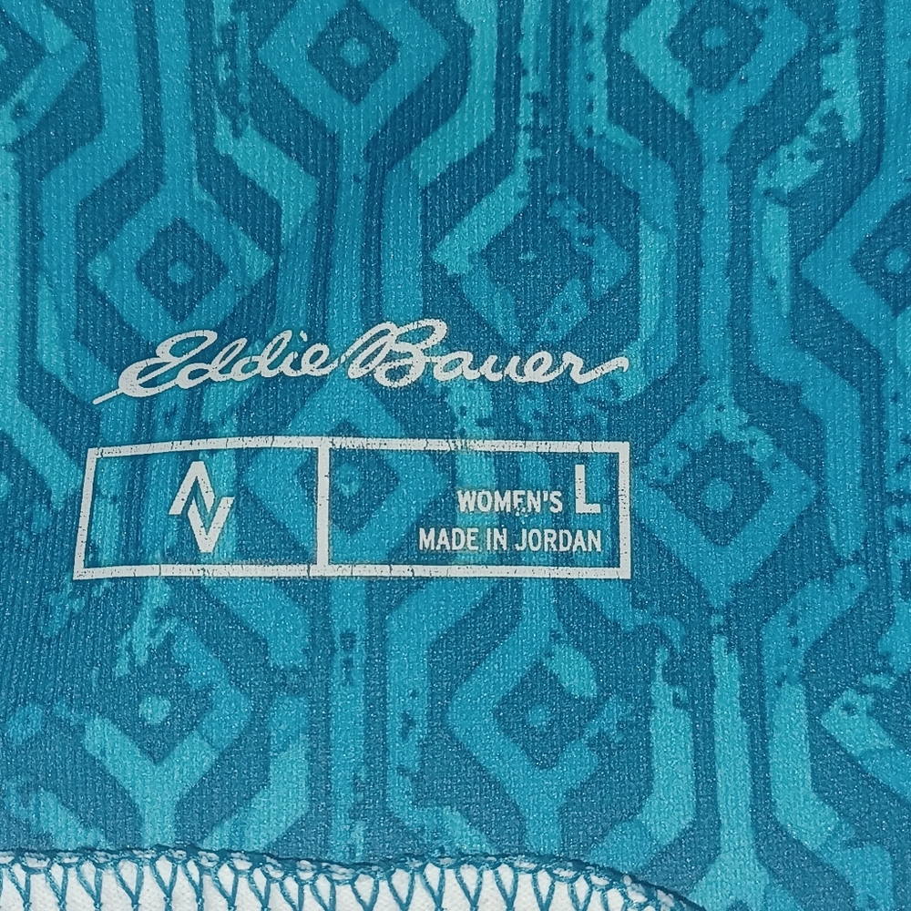 Eddie Bauer Women's Stretch Pull-on Active Skirt Womens Lg Teal Blue Geo Pattern - Picture 4 of 10